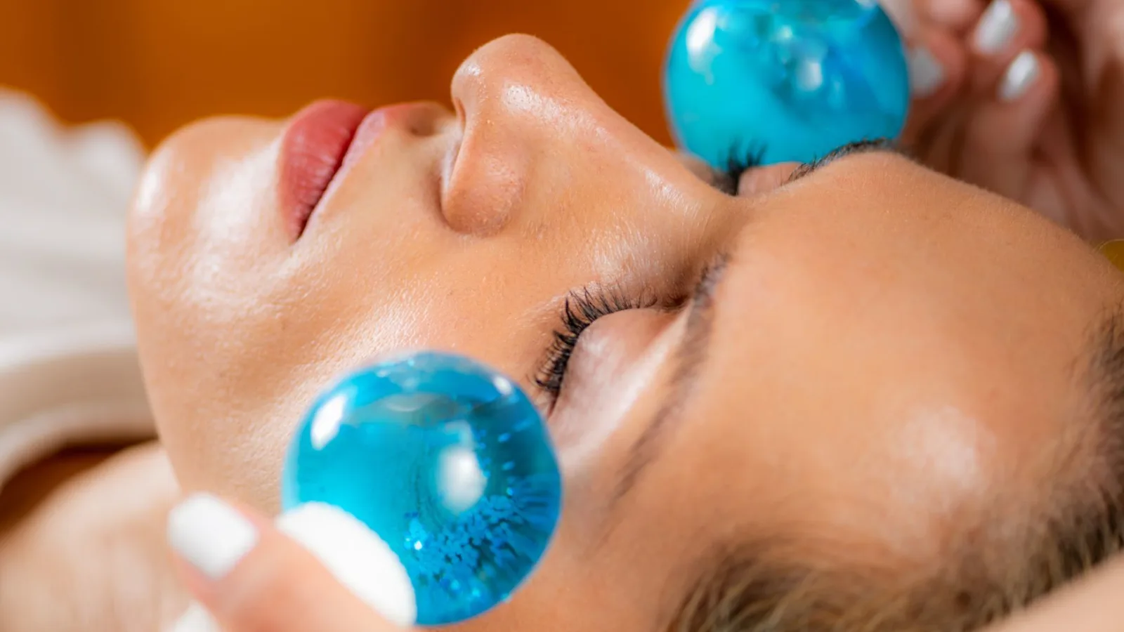 Ice ball facial massage